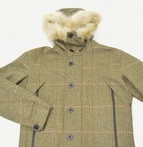 GRIFFIN グリフィン Dartmouth Coat ダートマスコート XS ブラウンチェック×カモフラージュ Reversible リバーシブル Fur ラクーンファー_画像5