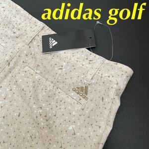 85cm 新品定価8990円/adidas golf/アディダス　ゴルフ　メンズ　ストレッチハーフパンツ　ショートパンツ　スラックス　総柄　-ベージュ