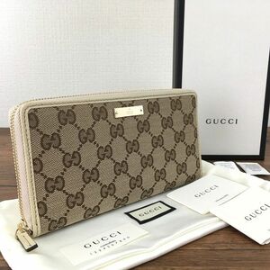 ☆送料無料☆ 未使用品 GUCCI ジップウォレット 307980 GGキャンバス ホワイト 箱付き 28