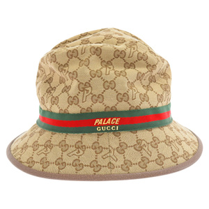 GUCCI グッチ×PALACE グッチ パレス GGキャンバス ロゴ ハット 帽子 726133 4HAUZ ベージュ