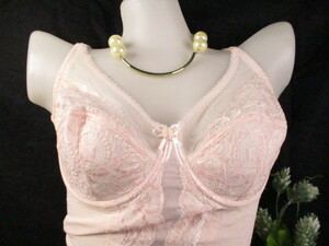 ST*103* large size * translation equipped *raffine* high class correction * beautiful floral print race. wire body suit *D70* pink 