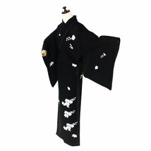 絽 訪問着 正絹 黒 総刺繍 胡蝶蘭 トールサイズ LLサイズ ki26857 新品 夏着物 盛夏 レディース 7月8月シーズン 送料込み_画像2