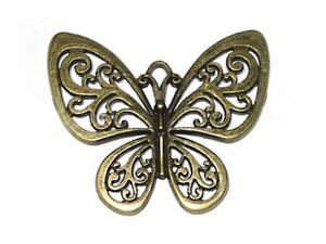  charm butterfly . approximately 57×52mm brass old beautiful [1 piece ]...... butterfly 6001471*