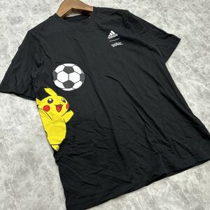 E @ 美品 20年製 '希少モデル'『adidas アディダス × Pokemon ポケモン』ピカチュウ × サッカー 半袖 Tシャツ / カットソー sizeO GD5856