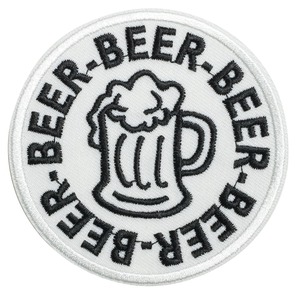 アイロンパッチ Beer Beer Beer ビールジョッキ アイロン接着 ジョークパッチ ミリタリーワッペン