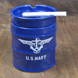 灰皿 ドラム缶 NAVY 陶器製 ネイビー 煙草 アメリカ雑貨 たばこ アッシュトレイ アッシュトレー 灰ざら