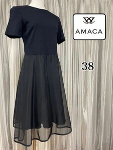 AMACA アマカ フレアワンピース ブラック 38