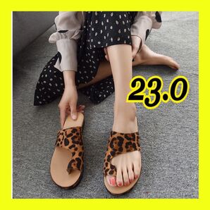 SALE★トングサンダル サンダル レオパード 豹柄 ビーチ 室内 23.0cm