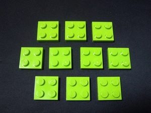 凸レゴ凸　%3022　2x2プレート（黄緑）　10個
