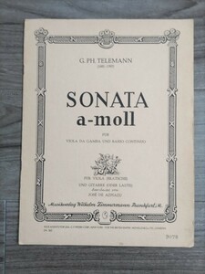 ヴィンテージ 楽譜【SONATA a-moll】For Viola and Guitar/G.ph.Telemann