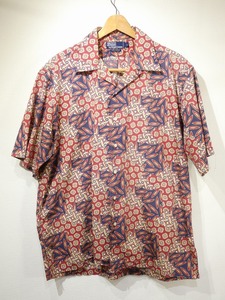 レア 90s ビンテージ Polo Ralph Lauren ポロ ラルフローレン オープンカラー ループカラー 開襟 総柄 S/S 半袖 ボックス シャツ L アロハ