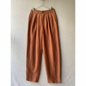 【リネン×コットン】Euro vintage 3タック スラックス / オレンジ パンツ ビンテージ ユーロ P3-08010-9800