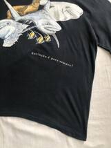 Euro vintage Tシャツ / コットン ブラック プリント イラスト 動物 魚 海 半袖 ユーロ ビンテージ T2-06070-9290_画像6