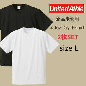 新品 ユナイテッドアスレ 4.1 ドライアスレチック Tシャツ 白 黒 L United Athle 5900-01