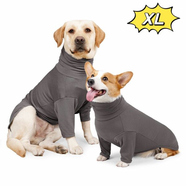 犬服 ドッグウェア 伸縮性 ペット服 ストレッチ グレー XL