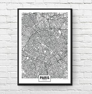 インテリアポスター フランス パリ 地図 Paris City Map A3サイズ(297×420mm) as1