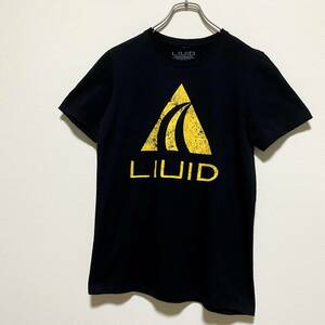 アメリカ古着　LIUID　半袖　Tシャツ　ロゴ プリント　Sサイズ　ブラック　クルーネック　【P46】