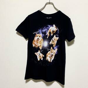 アメリカ古着　犬　イヌ　コーギー　半袖　Tシャツ　アニマル　プリント　大判プリント　ビッグプリント　【P108】