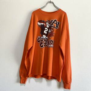 アメリカ古着　オーバーン大学 オーバーン・タイガース カレッジ　アメフト　長袖　Tシャツ　ロンT　XLサイズ　【P128】