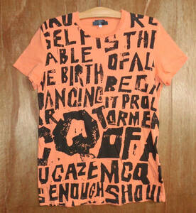 ⑦ MCQ Mac cue Alexander McQueen total pattern graph .ti T-shirt S size orange 