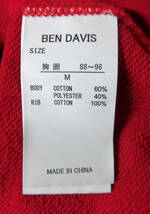 ☆BEN DAVIS ベンデイビス Colors Pullover Hoodie T/C リバースウィーブタイプ プルオーバー フーディ スウェットパーカー Mサイズ 赤_画像4