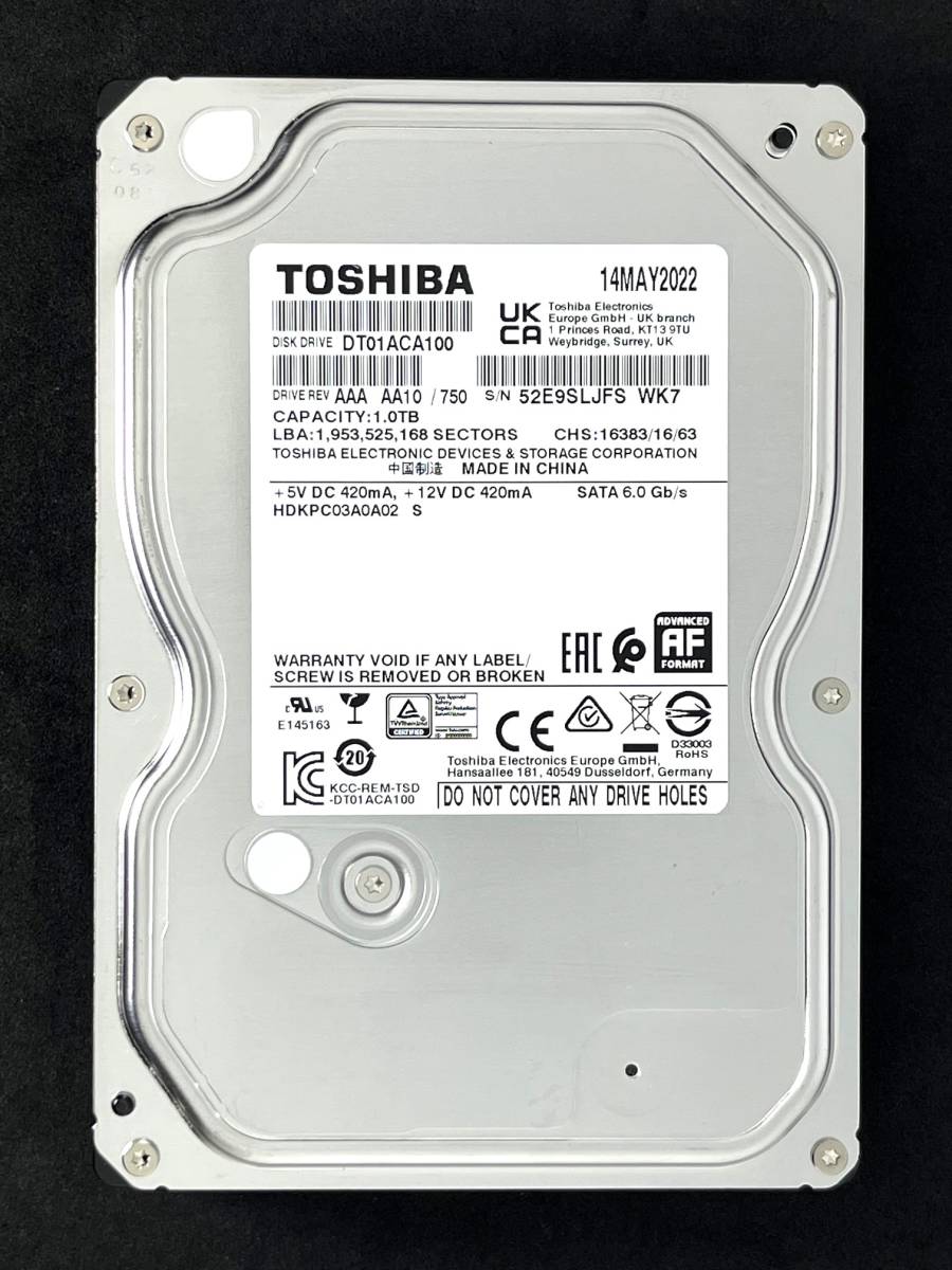 送料無料】 ☆ 1TB ☆ TOSHIBA / DT01ACA100 【使用時間: 27 h