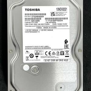 【送料無料】　★ 2TB ★　TOSHIBA / DT02ABA200V　【使用時間：814ｈ】 2021年製　稼働少　3.5インチ内蔵HDD　AVコマンド対応