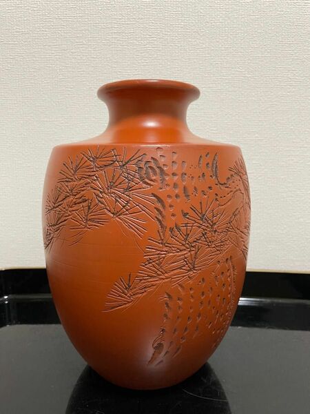 花瓶　 レトロ 茶色　レンガ色 高さ25cm