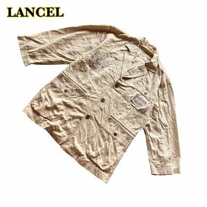 LANCEL ランセル　テーラードジャケット 薄手　刺繍　ベージュ　メンズ　サイズ不明　【AY1231】