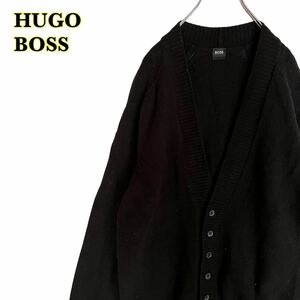 HUGO BOSS ヒューゴボス　ニットカーディガン 紺　イタリア製　メンズ　50サイズ　【AY1266】