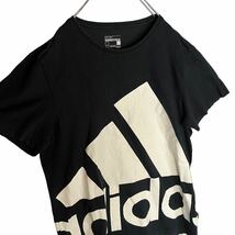 adidas アディダス　半袖Tシャツ　ビッグロゴ　プリント　黒　サイズ不明　【AY1284】_画像4