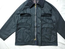 '83 Barbour bedale　c40 ターコイズ　ネイビー　80s バブアー　ビデイル　 2クラウン　2クレスト　YKK棒ジップ 　4ポケット_画像7