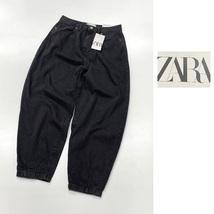 未使用品 ZARA 90S ブラックデニム バルーンジーンズ パンツ レディース タグ カジュアル 通勤フェミニン大人可愛いガーリー デイリー ザラ_画像2