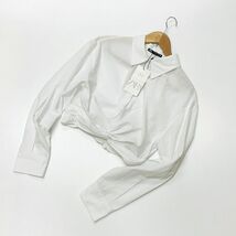 未使用品 /XS/ ZARA ホワイトノットポプリンシャツ レディース タグ カジュアル トップス フェミニン 大人可愛い レジャー デイリー ザラ_画像2