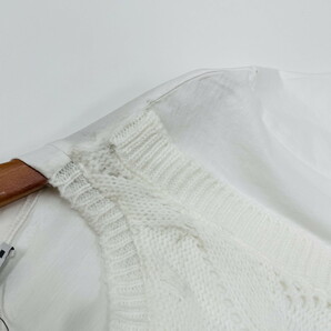 未使用品 /S/ ZARA ホワイト ニットベスト 半袖Tシャツ レディース タグ カジュアル トップス 通勤 フェミニン 大人可愛い デイリー ザラの画像7