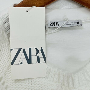 未使用品 /S/ ZARA ホワイト ニットベスト 半袖Tシャツ レディース タグ カジュアル トップス 通勤 フェミニン 大人可愛い デイリー ザラの画像5