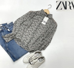 未使用品 /S/ ZARA ボリュームプリント長袖ブラウス レディース タグ カジュアル トップス ペイズリー フェミニン大人可愛い デイリー ザラ