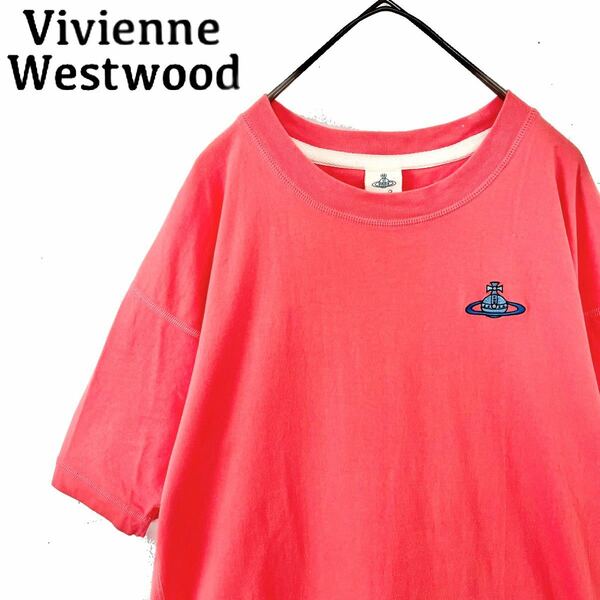 【送料無料】Vivienne Westwood ヴィヴィアンウエストウッド ロゴ刺繍　ワンポイント　Tシャツ　メンズ　ピンク　M 半袖　オーブ