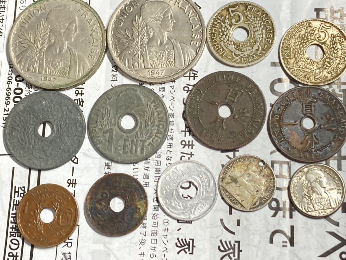 仏印 10セント硬貨 1885〜1937 11枚セット フランス 古銭 コイン-