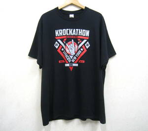 GILDAN◆ギルダン KROCKATHON 音楽フェス プリント Tシャツ USA アメリカ古着 丸胴 メンズ サイズXL ブラック