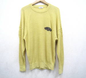 PIA SPORTS# Piasports flax 100% summer knitted sweater badge attaching men's size 4 made in Japan Leica 