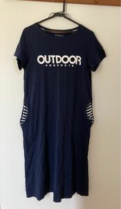 【夏】ワンピース　ポケット付き　outdoor ネイビー　ボーダー
