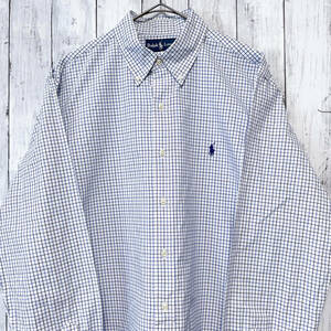 ラルフローレン Ralph Lauren 長袖シャツ チェックシャツ メンズ ワンポイント コットン100% Lサイズ 3‐536