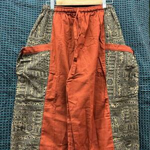  wide pants ethnic race pattern men's lady's free size cotton 100% c-92