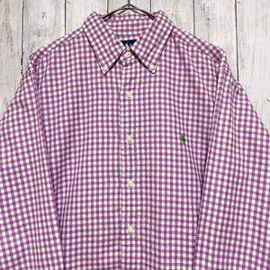 ラルフローレン Ralph Lauren CLASSIC FIT チェックシャツ 長袖シャツ メンズ ワンポイント コットン100% サイズ17 XLサイズ 3‐661
