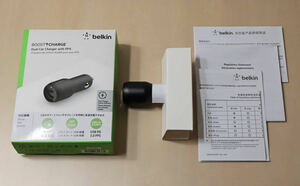 ★belkin 37W USB PD Car Charger with PPS（USB-C 25W＋USB-A 12W）カーチャージャー 車載充電器 CCB004btBK（開封未使用）