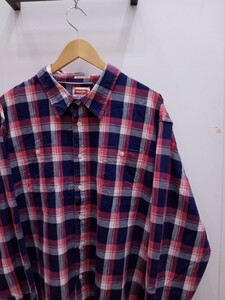 ★F096 US古着 Wrangler ラングラー 長袖シャツ チェックシャツ サイズ3XL チェック柄(青赤白) 