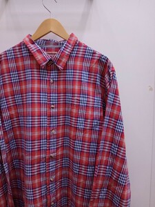 ★F100 US古着 Wrangler ラングラー 長袖シャツ チェックシャツ サイズ2XL 赤系チェック 