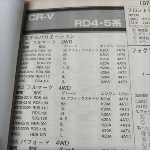 ■【パーツガイド】　ホンダ　ＣＲ-Ｖ　(ＲＤ４・５系)　H13.8～　２００４年版 【絶版・希少】