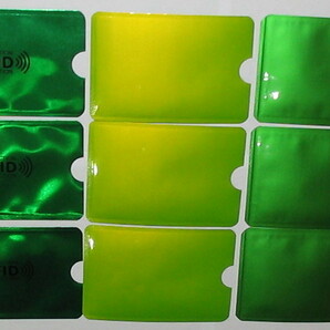 RFID カードケース ★ 9枚セット（各色3枚）★ グリーンRFIDロゴ入り・黄緑・グリーン 【おてがる配送ネコポス・送料無料】